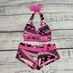 NWOT Gossip Girl Pink and Black Kids Swim Bikini